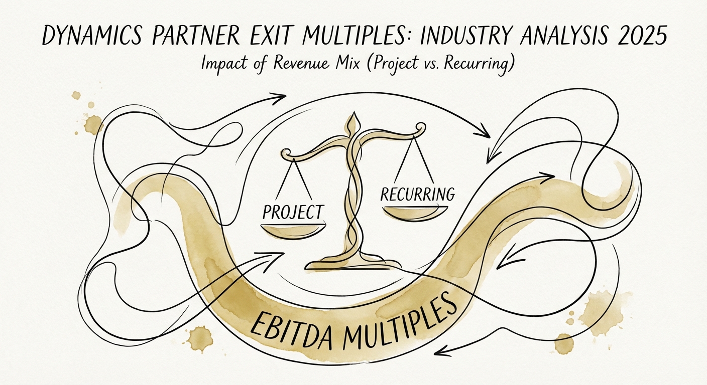 Diagram illustrating the impact of Revenue Mix (Project vs. Recurring) on EBITDA Multiples