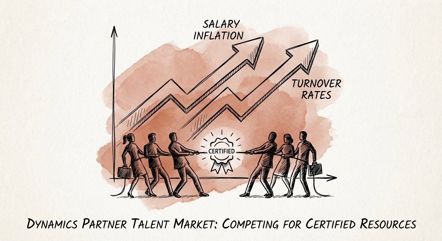 Dynamics 365 Partner Talent Market Dashboard showing salary inflation and turnover rates