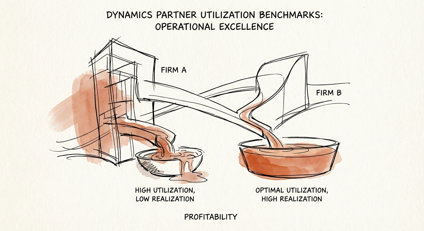 Comparison of Firm A (High Utilization, Low Realization) vs Firm B (Optimal Utilization, High Realization) profitability.