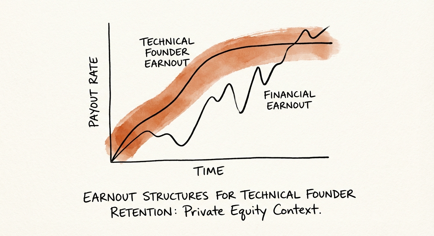 Chart showing the payout rates of technical earnouts vs financial earnouts in private equity deals
