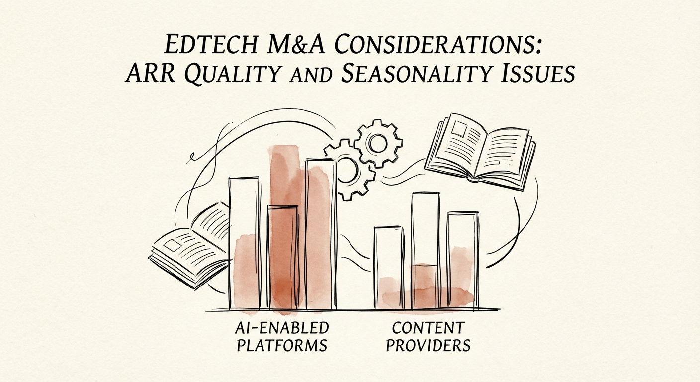 EdTech M&A valuation multiples chart comparing AI-enabled platforms vs content providers