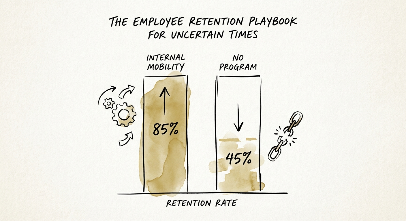 Chart comparing employee retention rates for companies with
internal mobility programs vs those without.