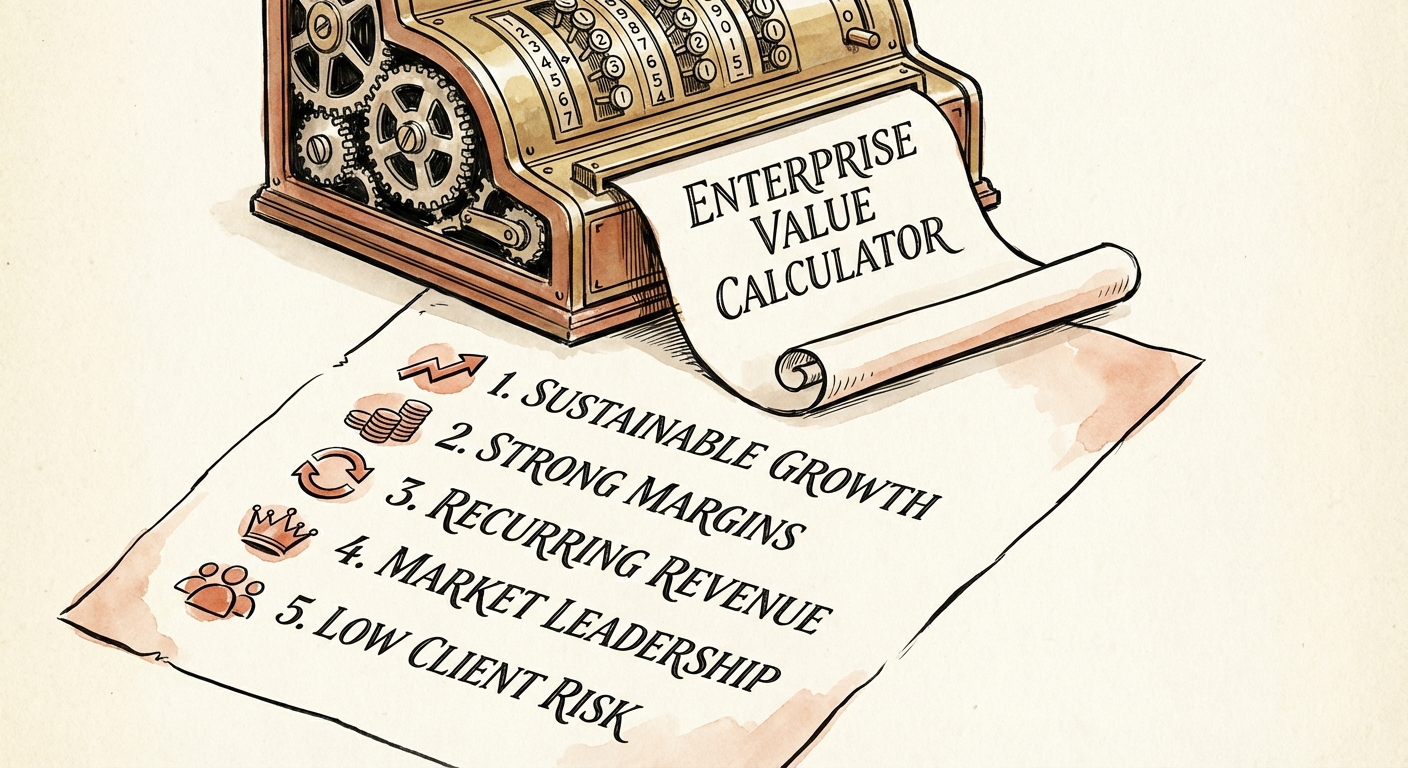 Visual checklist of the 5 Enterprise Value Multipliers for Services Firms