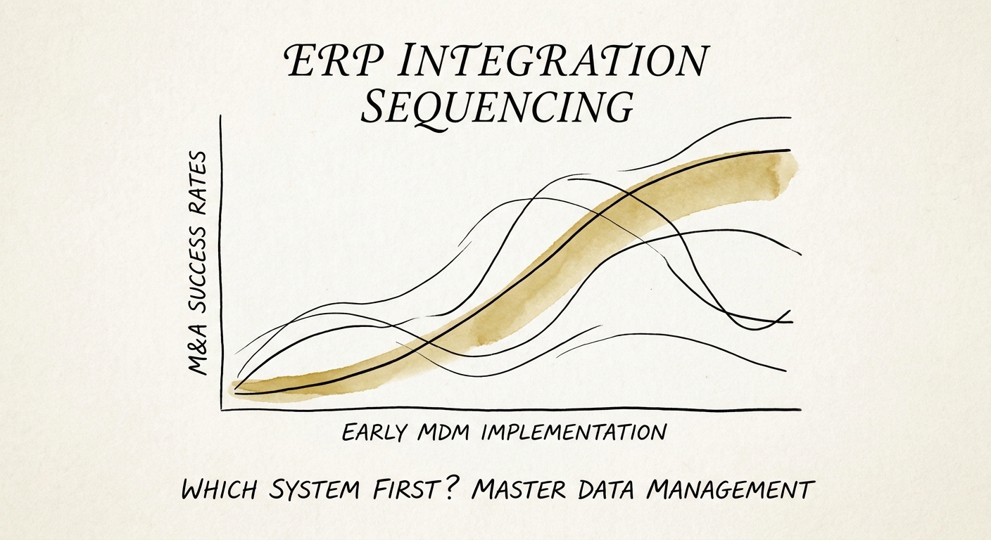 Graph illustrating the correlation between early Master Data Management implementation and M&A integration success rates.