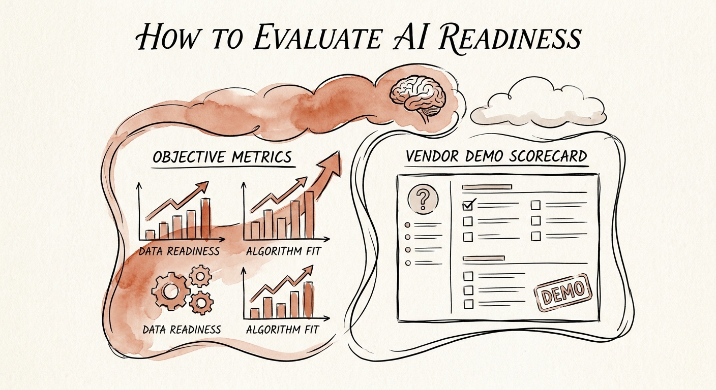Executive team comparing AI readiness assessment criteria before a vendor demo.