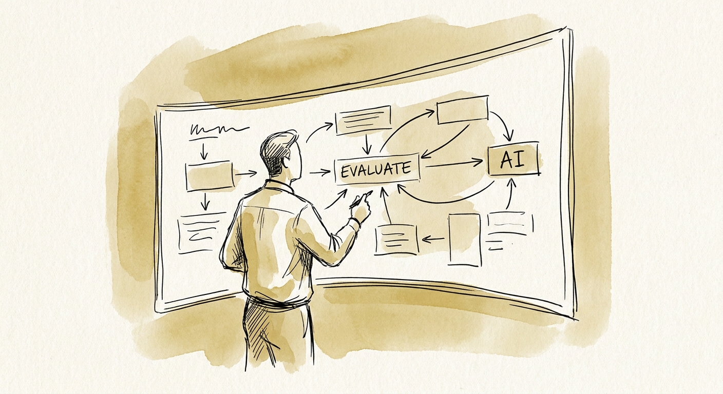 Executive team evaluating an AI consultant using workflow, data, governance, and ROI criteria.