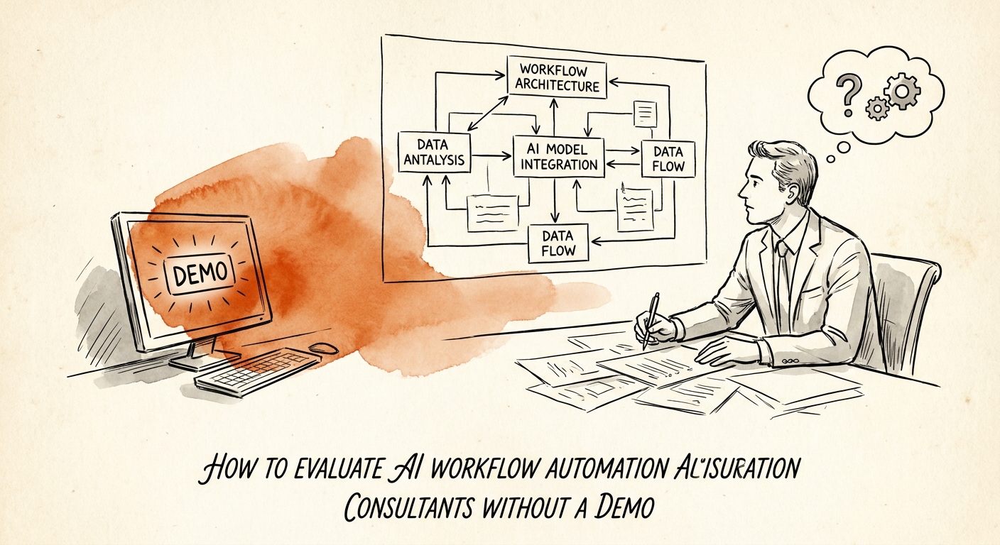 Operations and IT leaders evaluating an AI workflow automation consultant with system, exception, review, and measurement criteria.