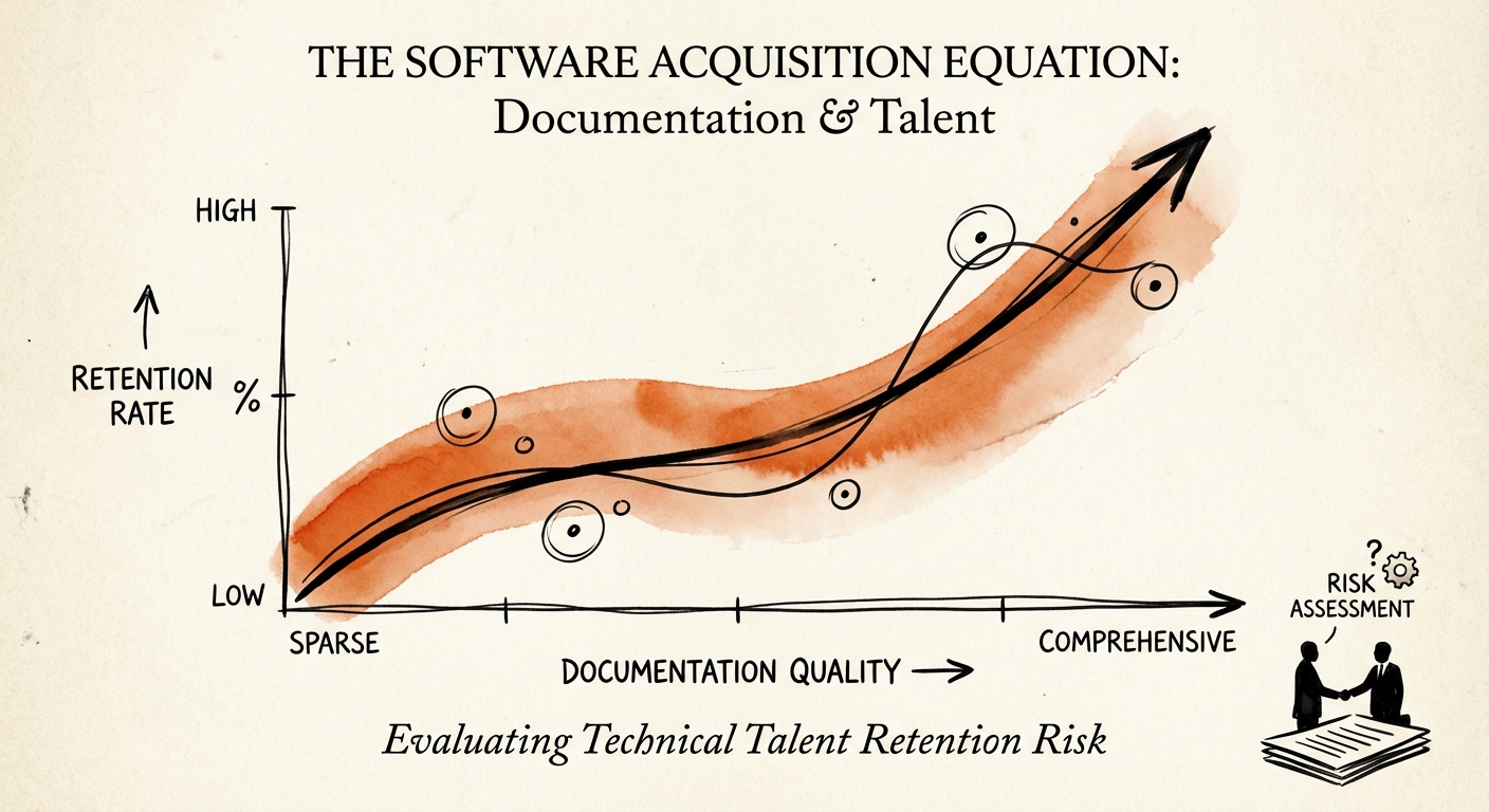 Chart showing the correlation between documentation quality and post-acquisition technical talent retention rates