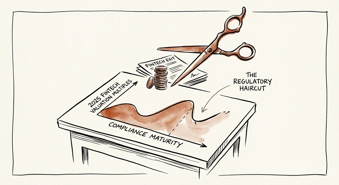 Graph showing fintech valuation multiple correlation with compliance maturity levels in 2025