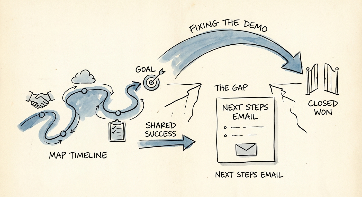 Visual breakdown of a Mutual Action Plan (MAP) timeline vs. a standard 'next steps' email