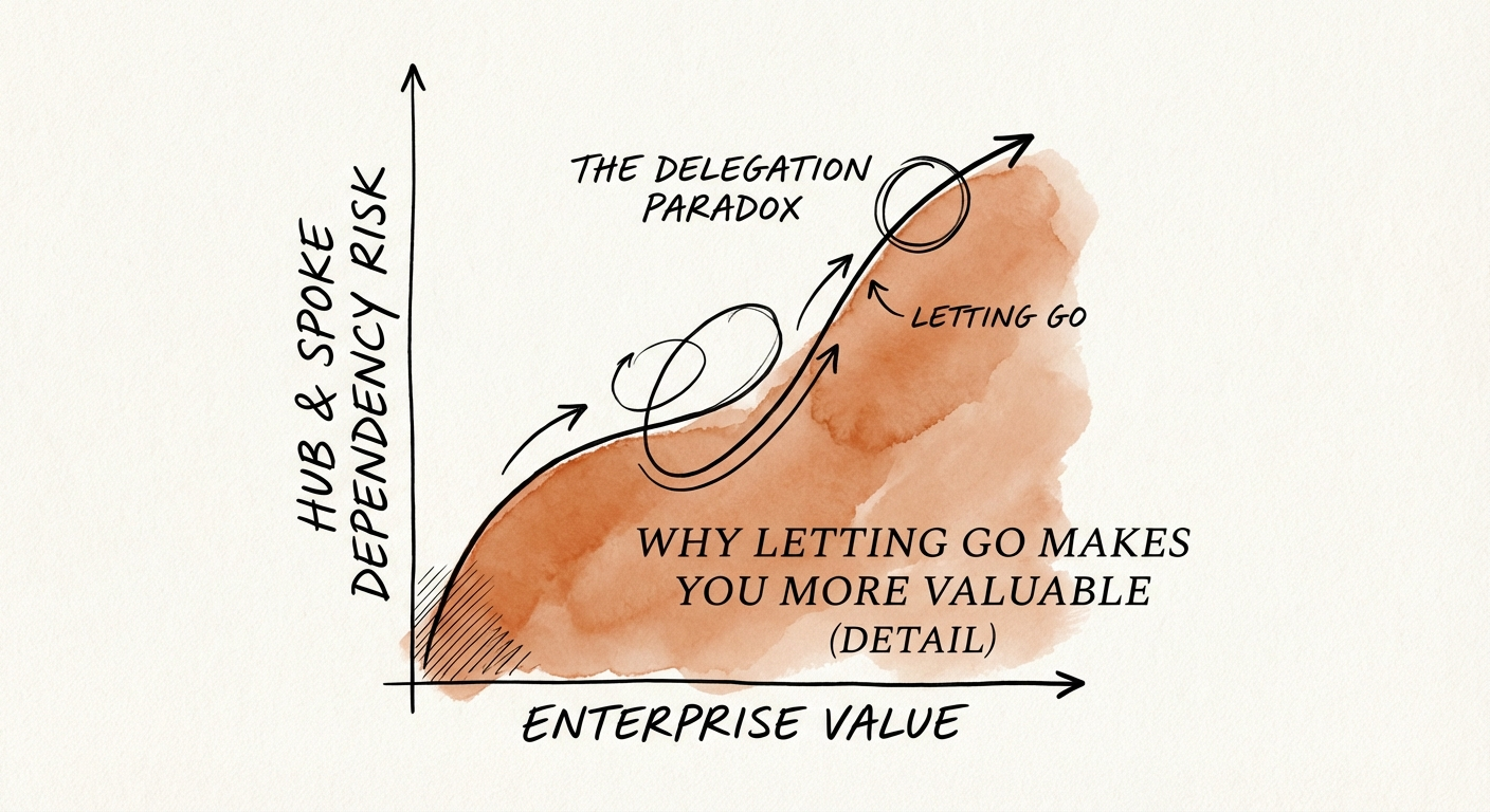 Chart illustrating the Hub and Spoke dependency risk vs enterprise
value correlation.