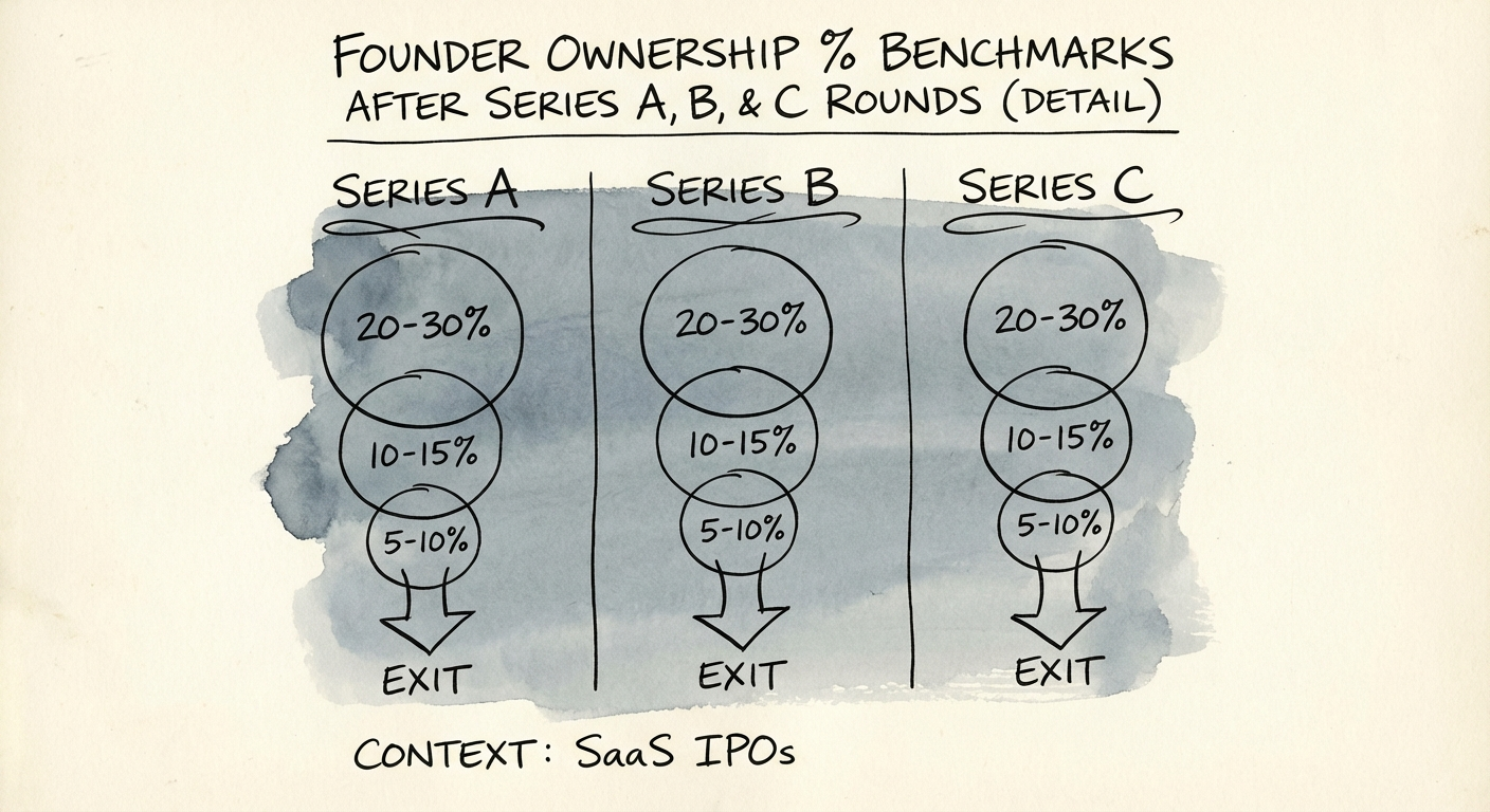 Chart comparing founder ownership percentages at exit for successful SaaS IPOs