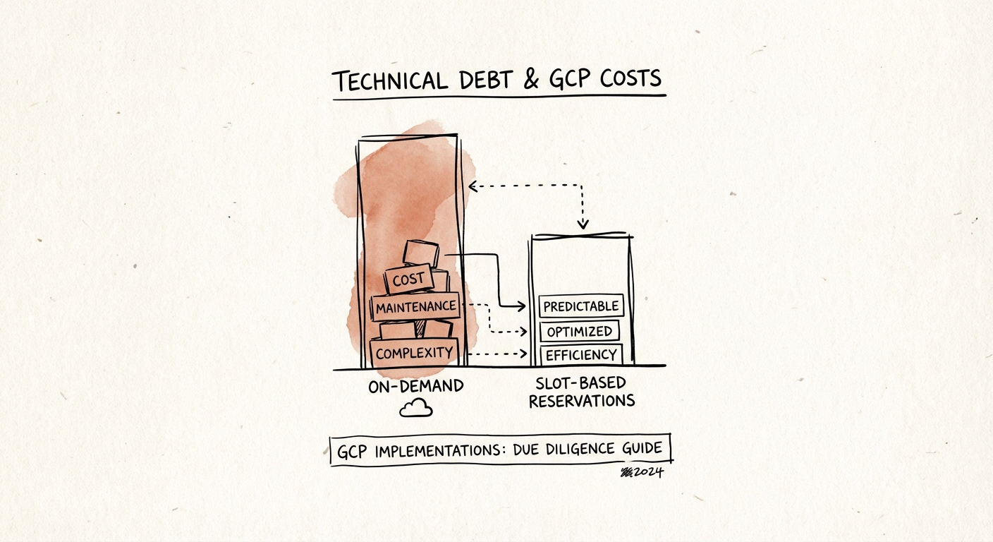 Chart showing the cost difference between on-demand BigQuery pricing and slot-based reservations.