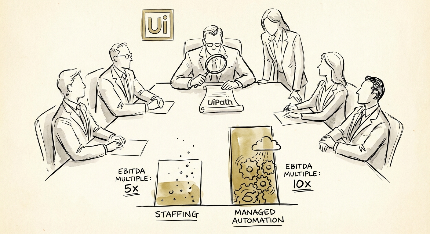 Chart comparing EBITDA multiples of Staffing vs. Managed Automation firms in 2026