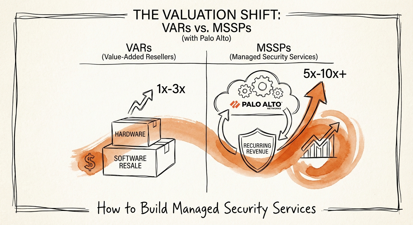 Comparison chart showing valuation multiples for VARs versus MSSPs.