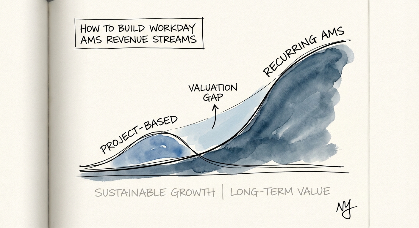 Graph showing the valuation multiple gap between project-based revenue and recurring managed services revenue