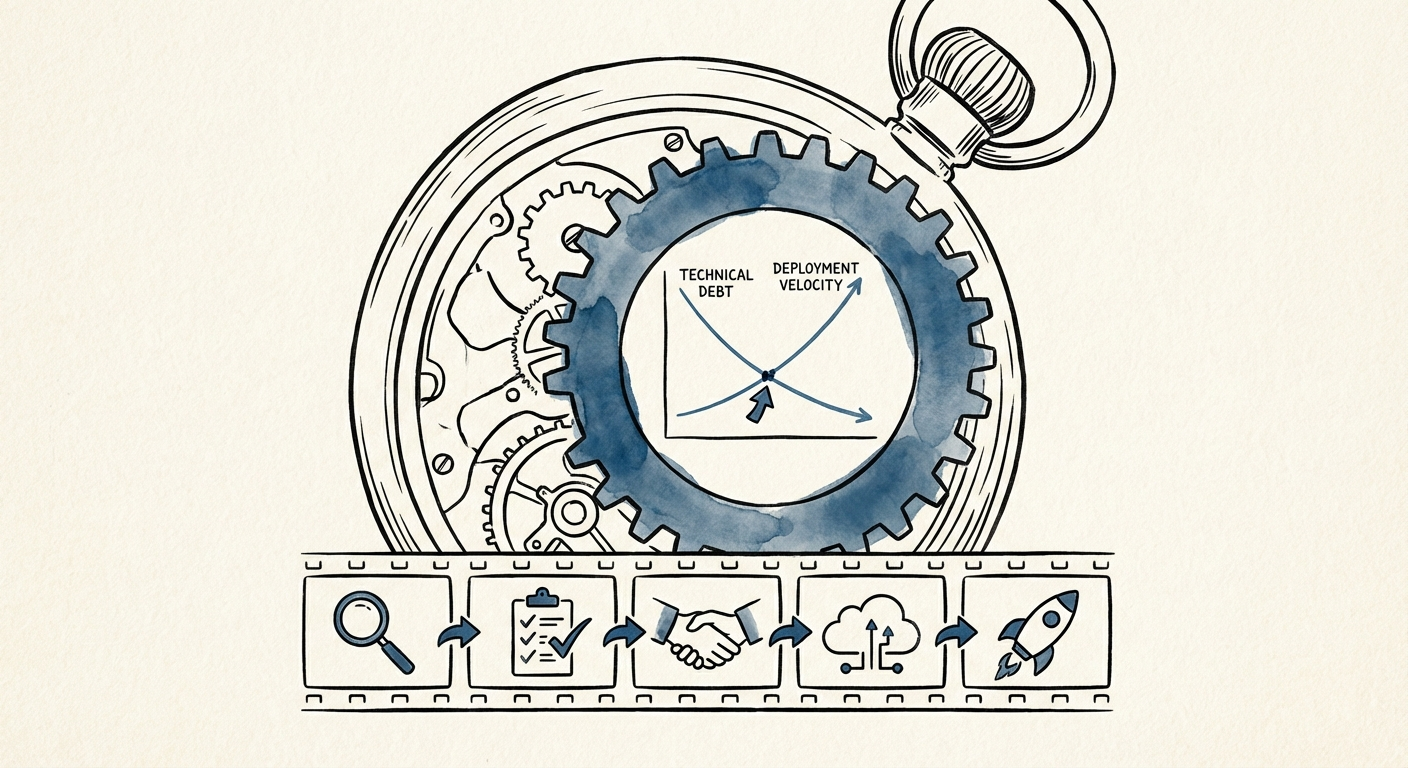 Graph showing the inverse relationship between technical debt and deployment velocity