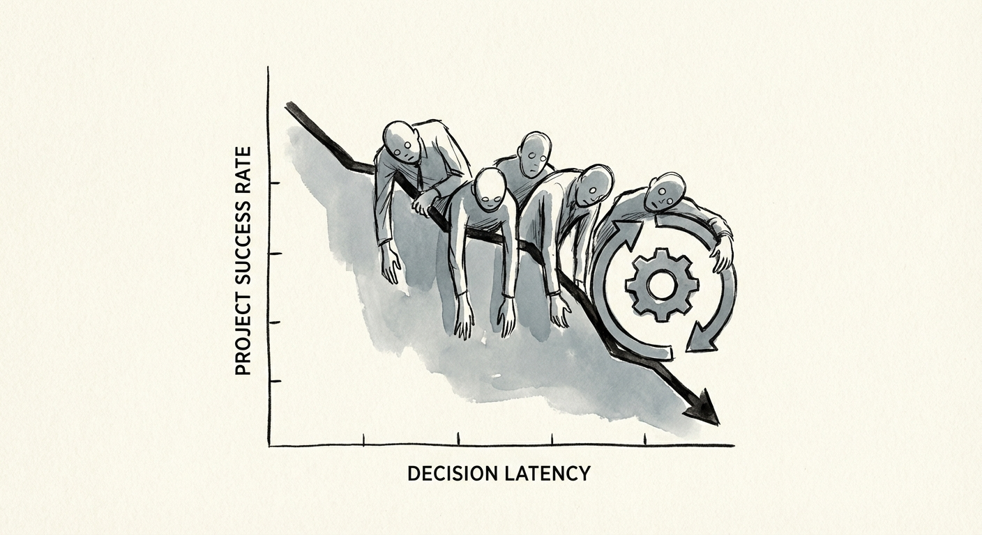 Chart showing the correlation between decision latency and project success rates