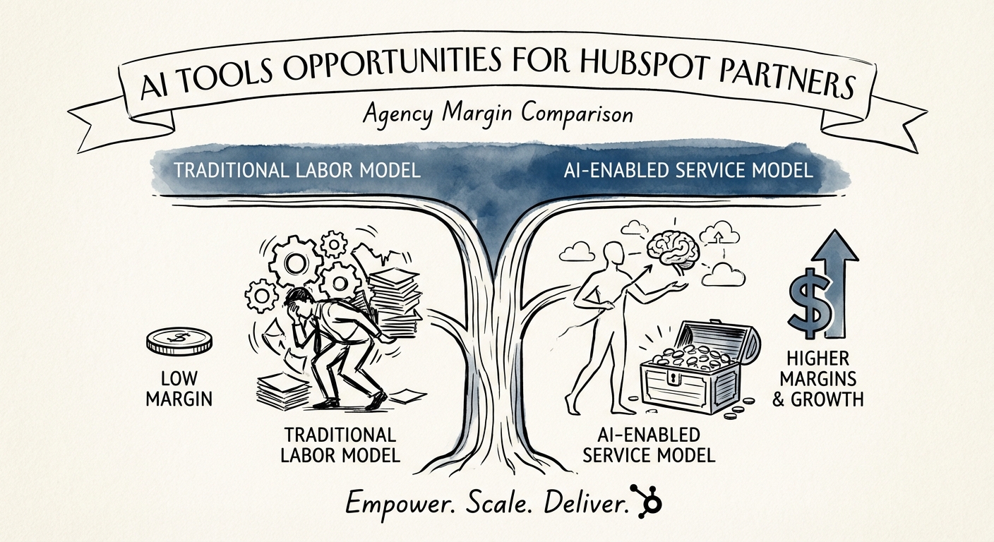 Comparison chart of agency margins: Traditional Labor Model vs. AI-Enabled Service Model.