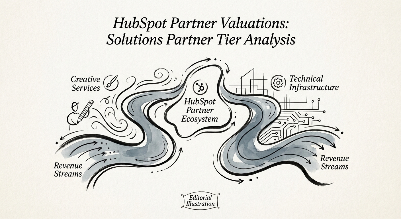 Diagram of HubSpot Partner Ecosystem bifurcation: Creative Services vs Technical Infrastructure revenue streams