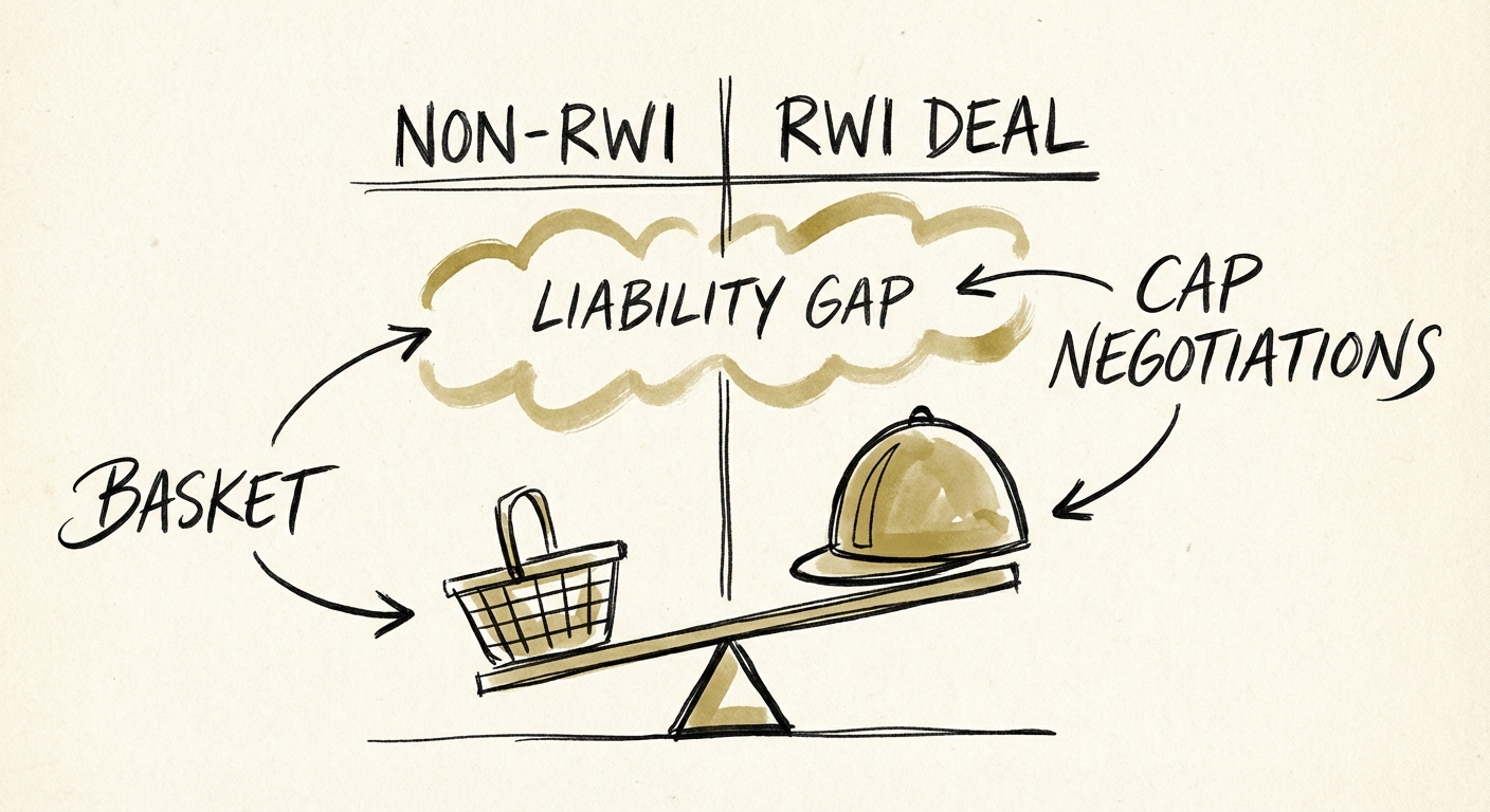 Chart showing the liability gap between RWI and Non-RWI M&A deals