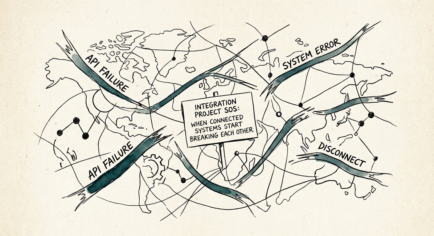 API integration map showing broken connections, ownership gaps, and recovery priorities.