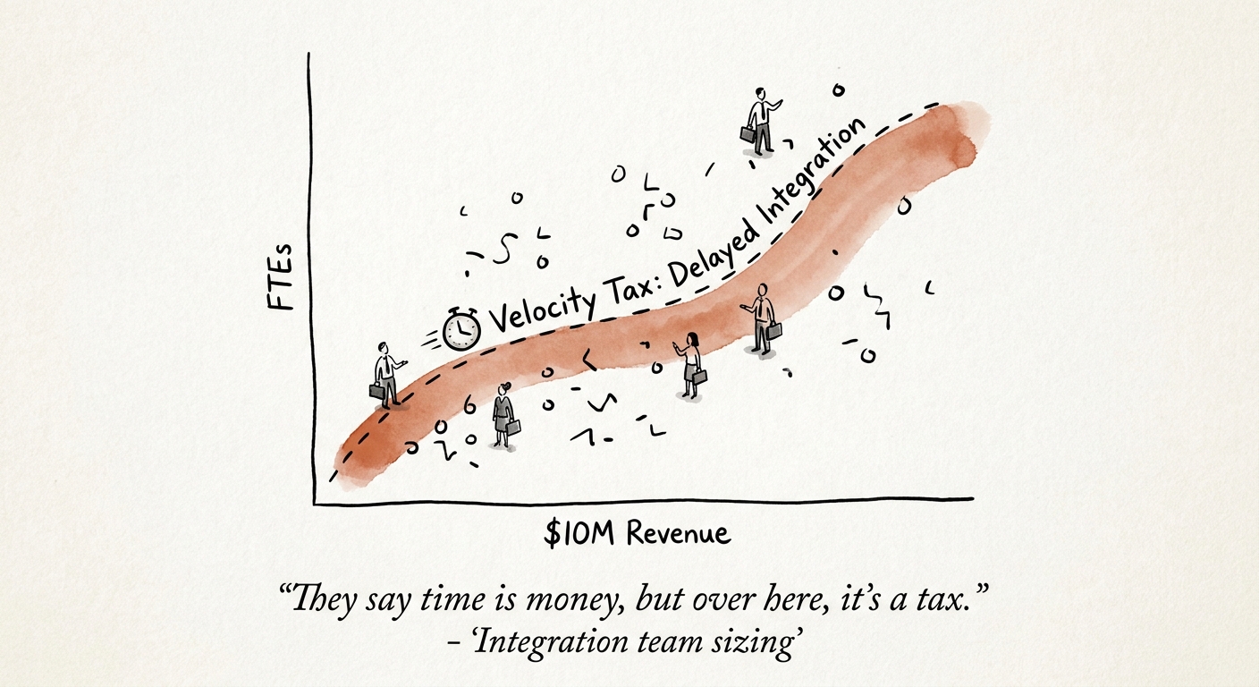 Chart illustrating the Velocity Tax: delayed integration timelines resulting from fractional IMO resourcing