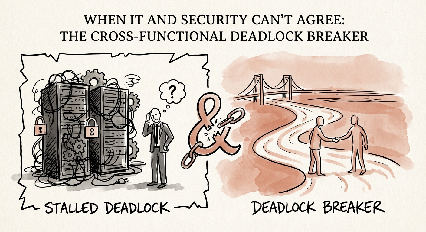 A split image showing a stalled server rack on one side and a fluid digital highway on the other, representing the deadlock breaker.