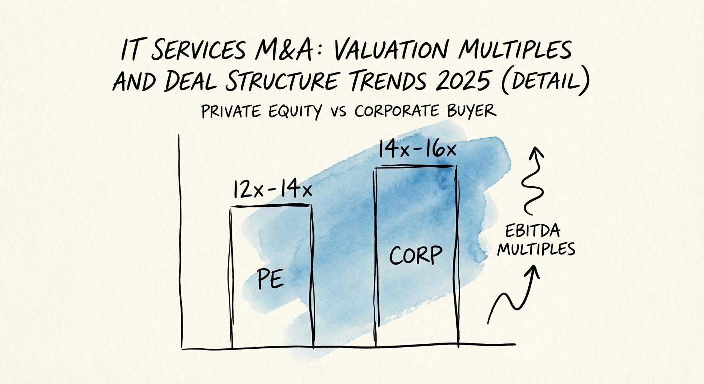 Chart comparing Private Equity vs Corporate Buyer EBITDA multiples in 2025.