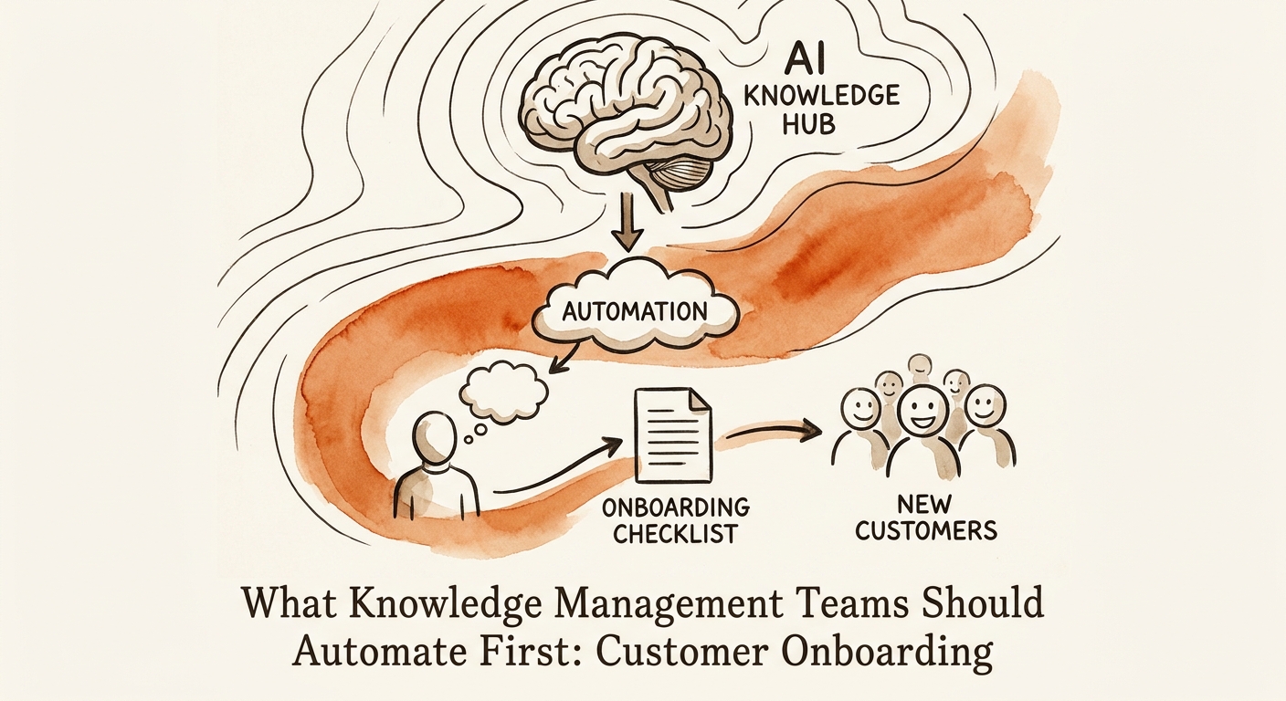 AI knowledge system helping an implementation manager answer customer onboarding questions from approved sources.