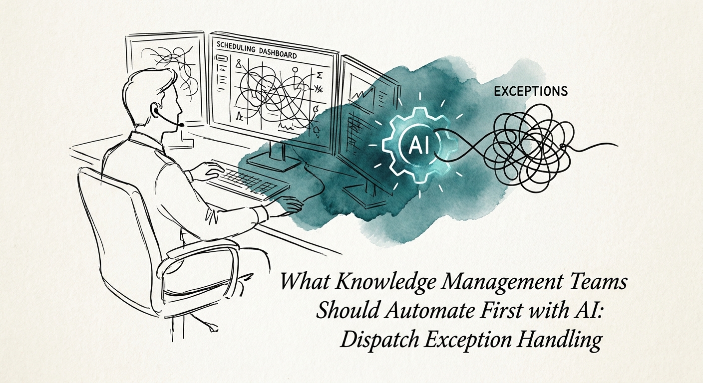 Knowledge manager reviewing service rules, customer commitments, and technician constraints behind an AI dispatch recommendation.