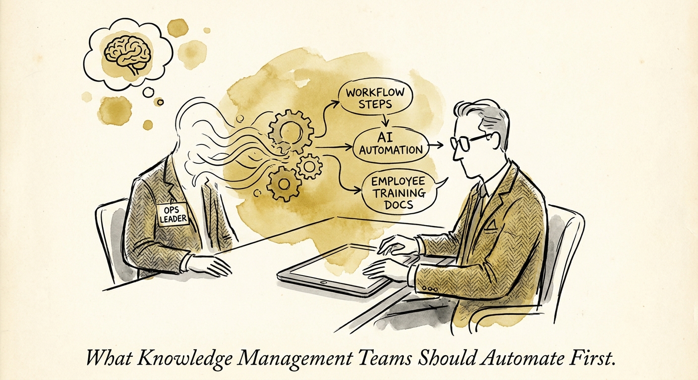 AI training documentation workflow turning captured process steps into reviewed employee guidance.