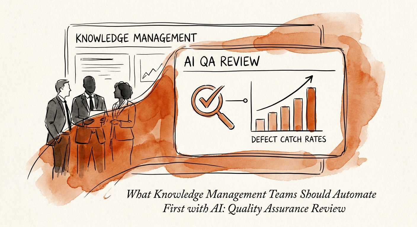 Knowledge management QA owner reviewing article drafts, policy updates, support macros, sample defects, and AI-suggested corrections.