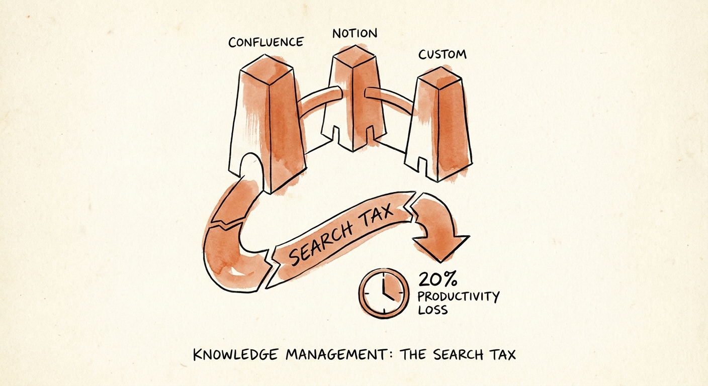 A chart demonstrating the 20 percent search tax productivity loss for knowledge workers in a typical software company.