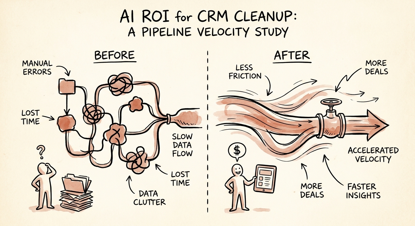 ROI model linking CRM cleanup, sales follow-up, pipeline stage accuracy, and forecast review.