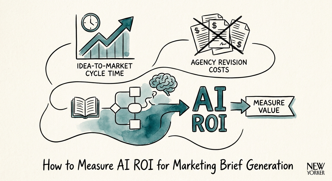 Marketing and finance leaders reviewing AI ROI for marketing brief generation.
