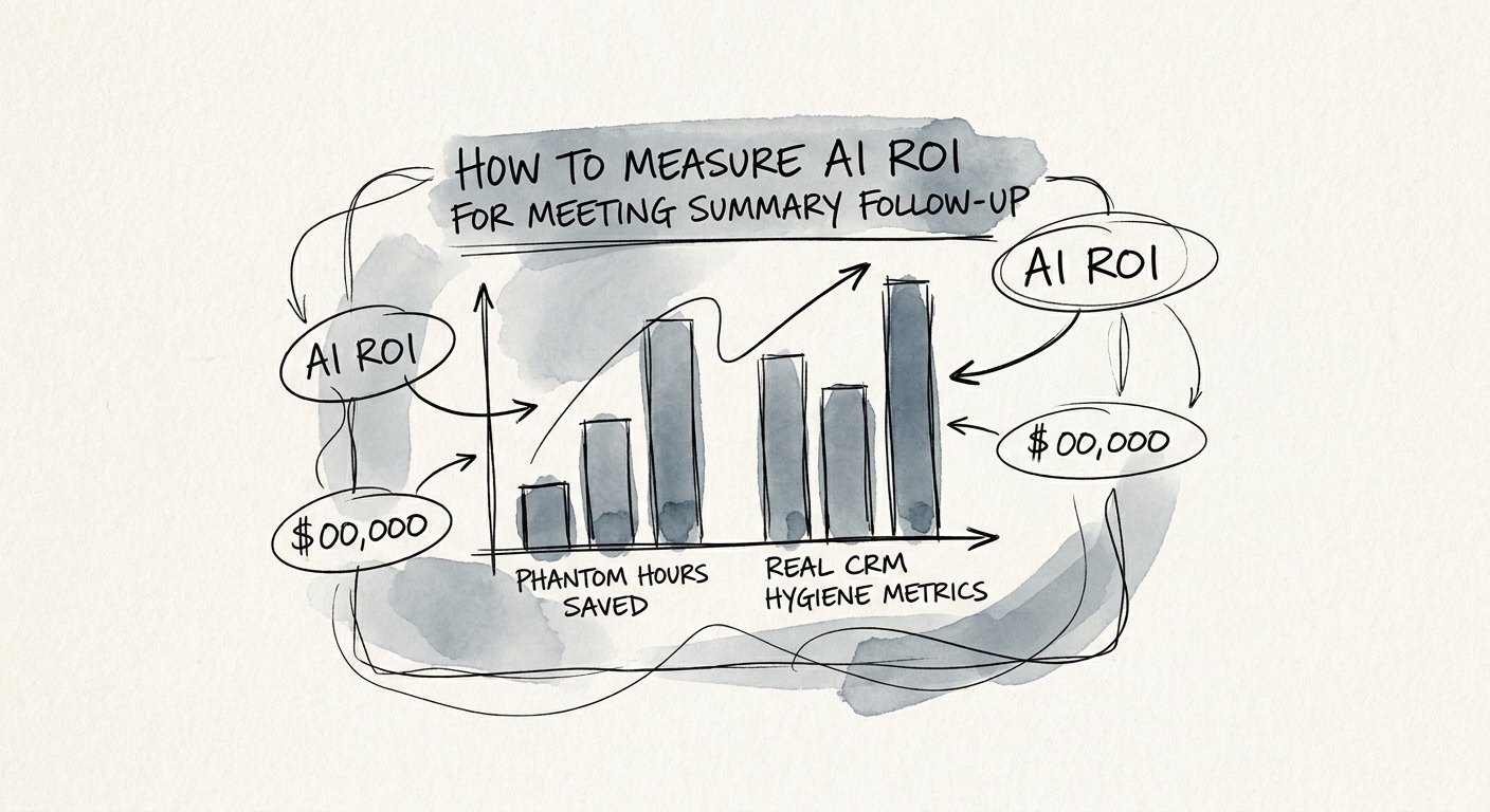 AI meeting summary dashboard tracking follow-up owners, next steps, and completion status.