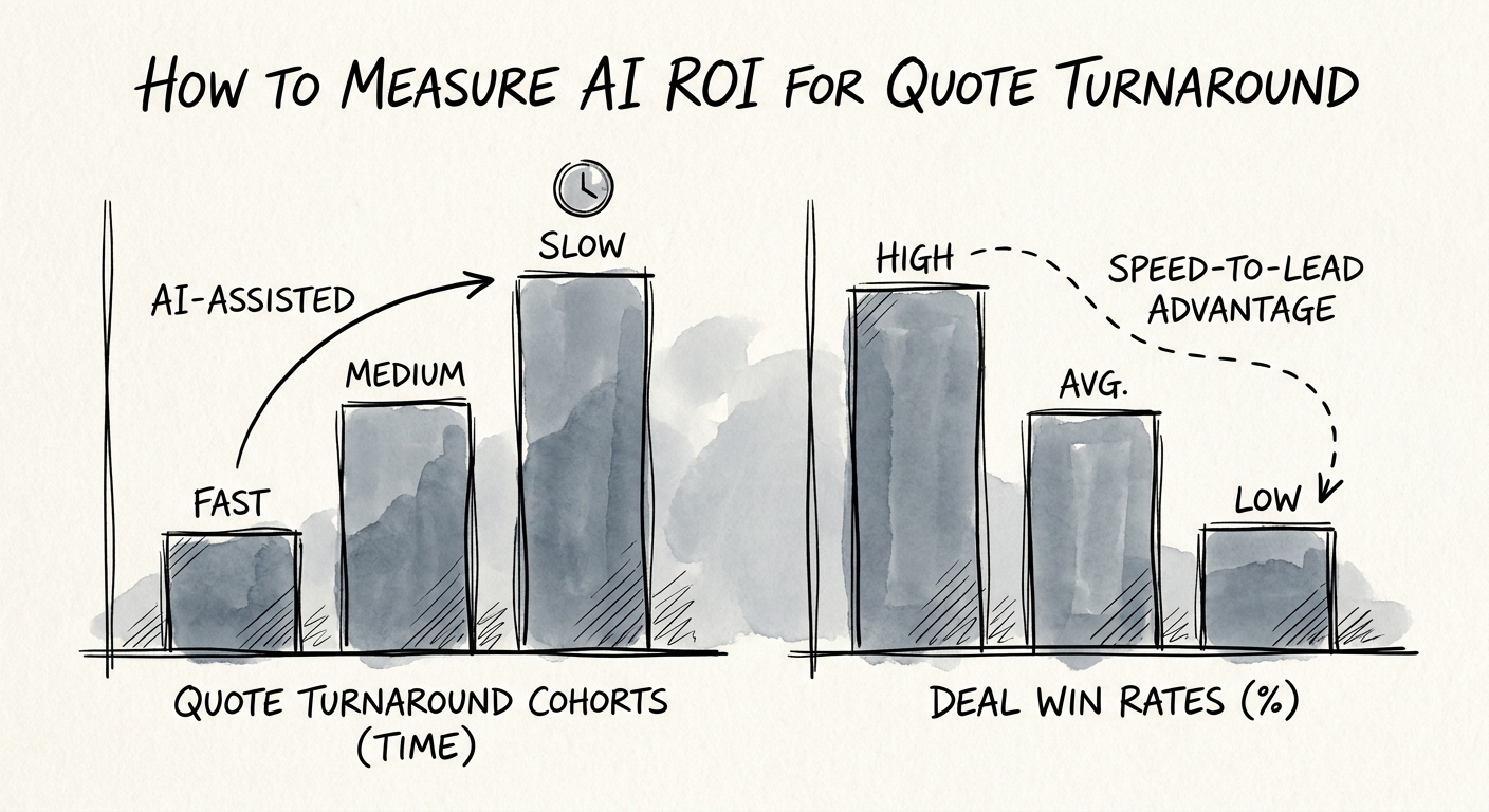 Sales and finance leaders reviewing AI ROI for quote turnaround.
