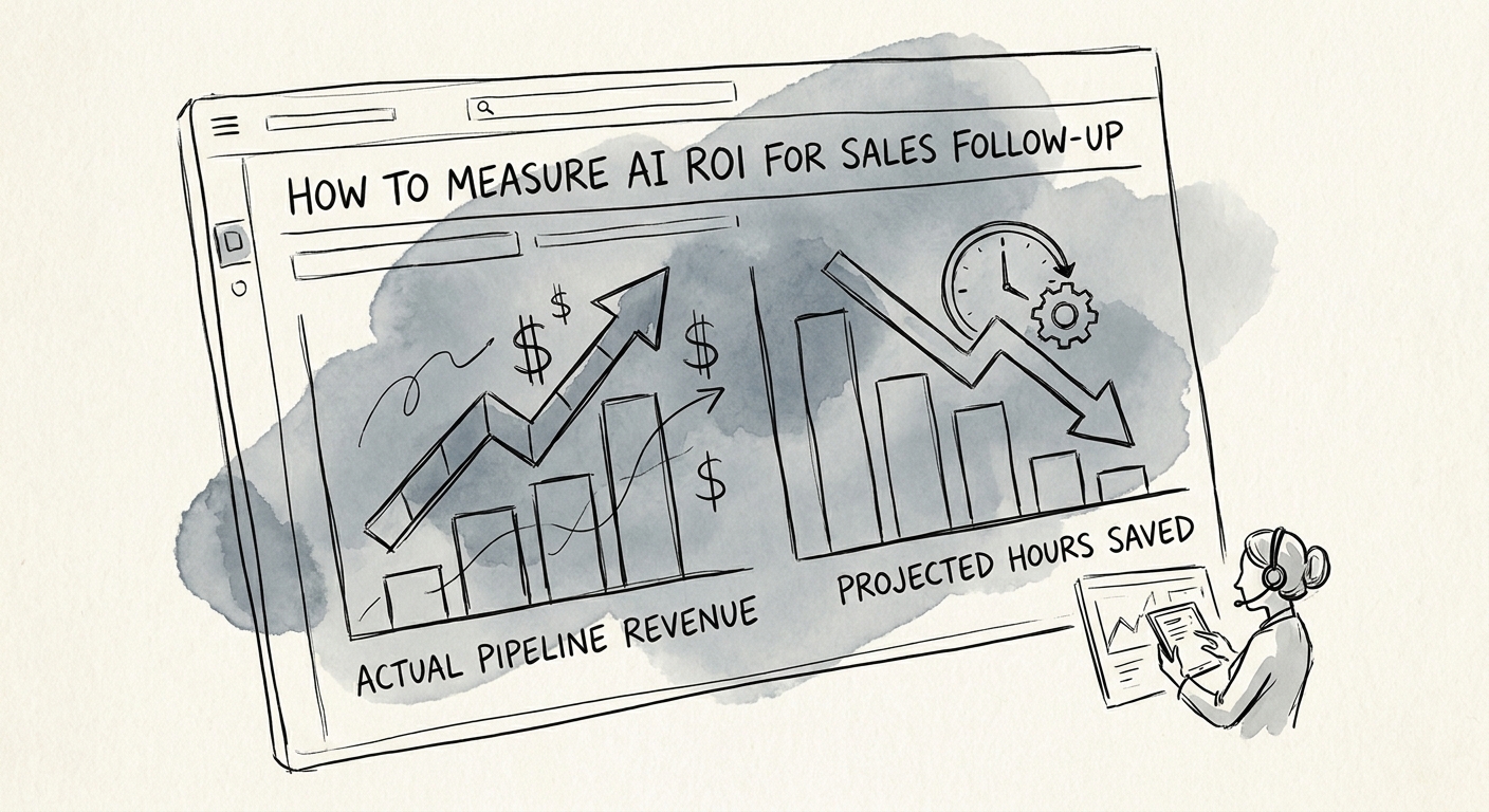 Sales operations dashboard connecting AI follow-up activity to replies, qualified meetings, pipeline, and closed-won gross margin.