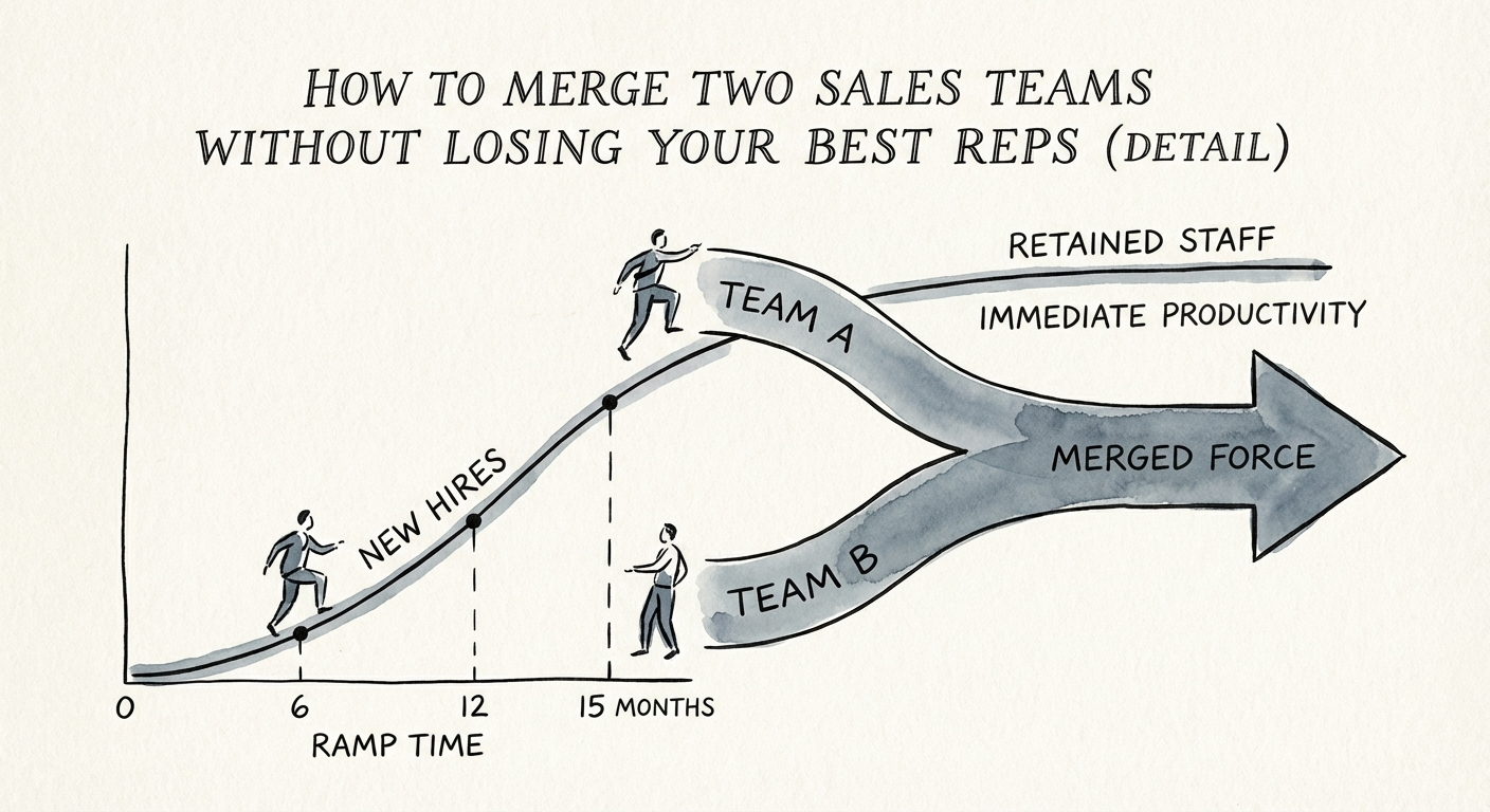 Graph showing the 15-month ramp time of new sales hires versus
the immediate productivity of retained staff.