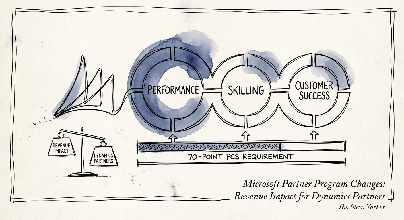 Visual breakdown of the 70-point PCS requirement: Performance, Skilling, and Customer Success weightings.
