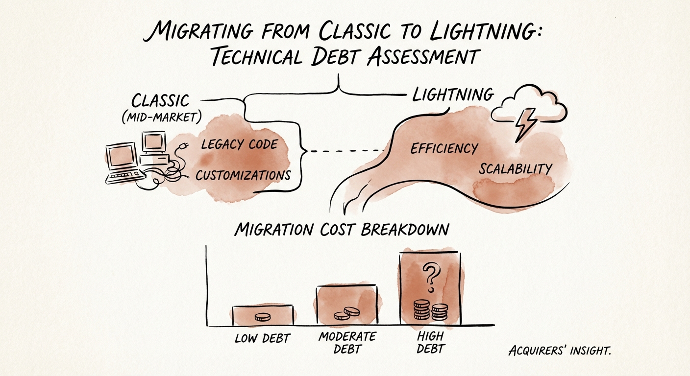 Chart showing migration cost breakdown for mid-market Salesforce instances