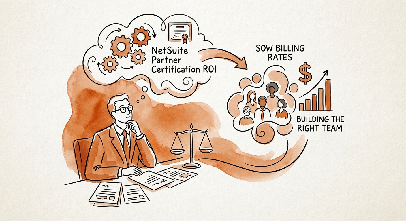 Justin Leader analyzing NetSuite partner SOW billing rates against certification value