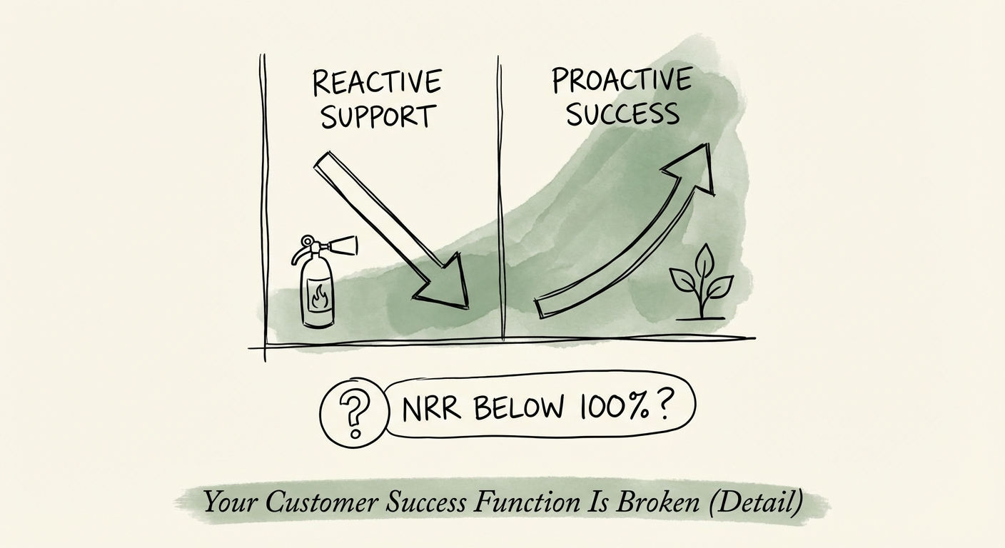 Chart comparing reactive customer support vs proactive customer
success activities.