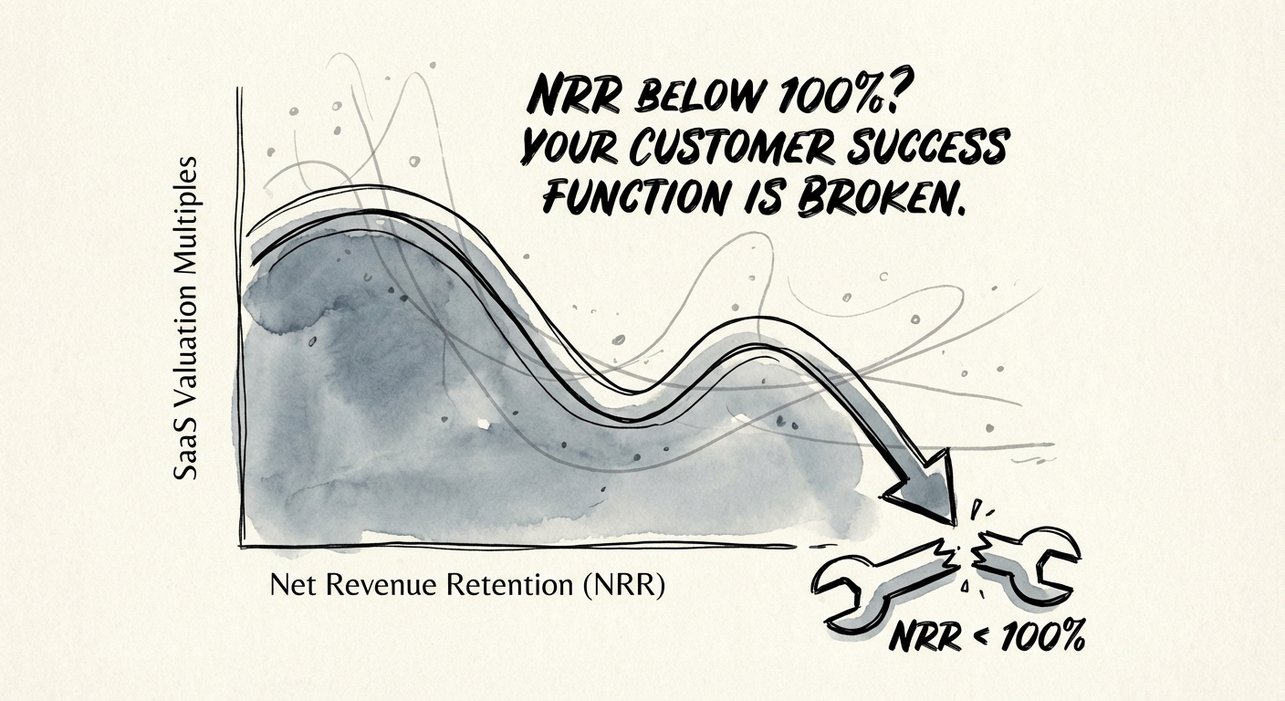 Graph showing the correlation between Net Revenue Retention (NRR) and SaaS Valuation Multiples.