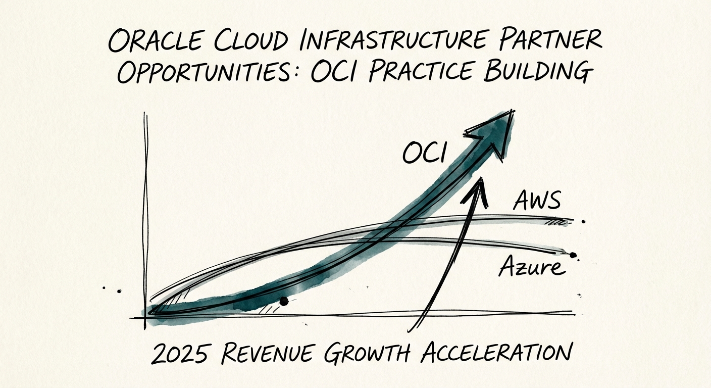 Graph showing OCI revenue growth acceleration versus AWS and Azure saturation curves in 2025.