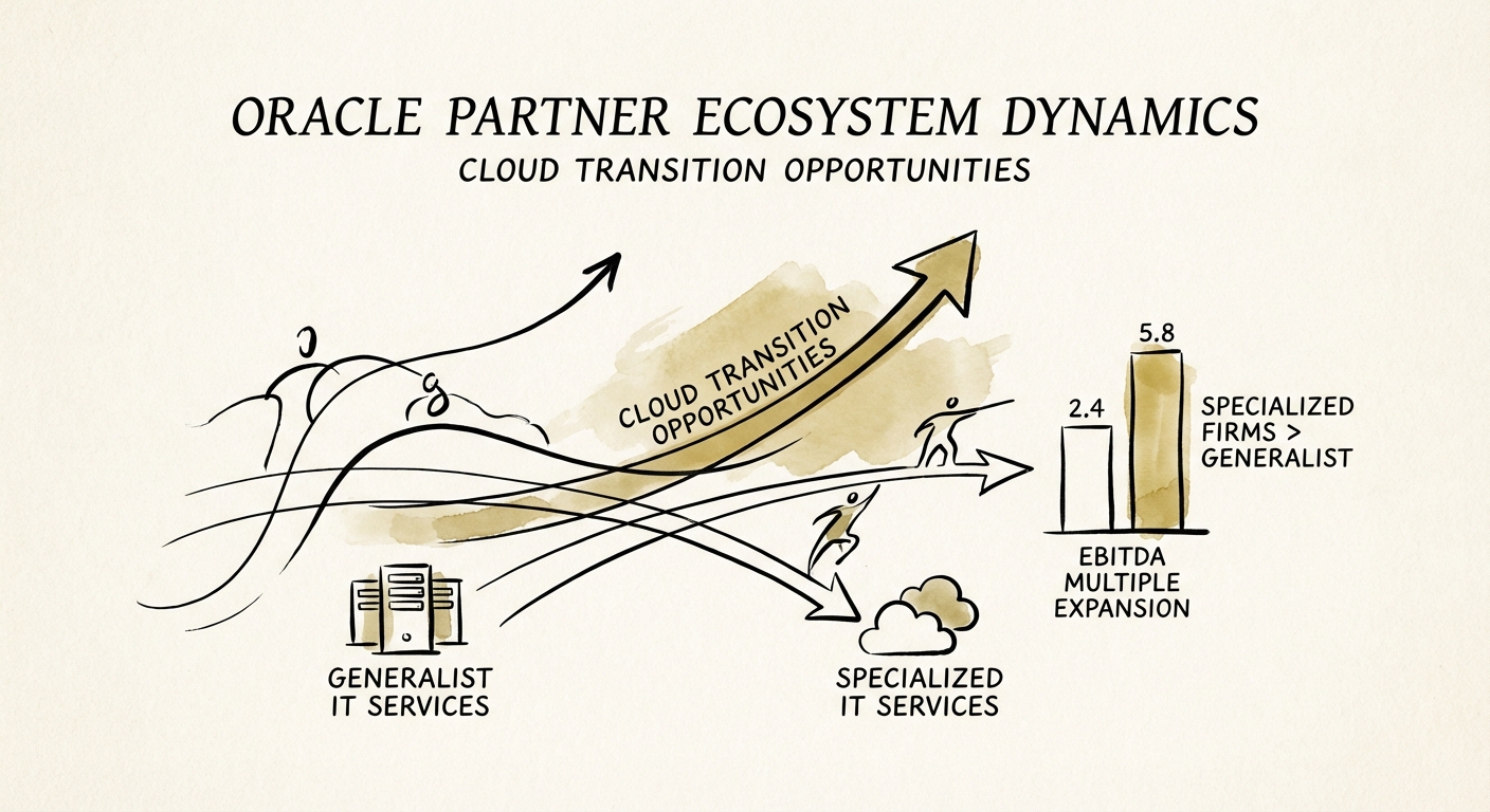 Chart showing EBITDA multiple expansion for specialized vs generalist IT services firms