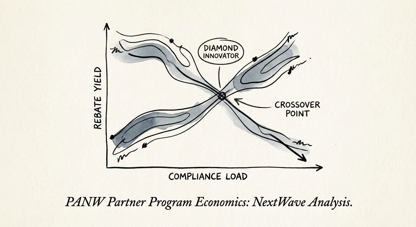 Graph illustrating the 'Compliance Load' vs. 'Rebate Yield' crossover point for NextWave Diamond Innovator partners.