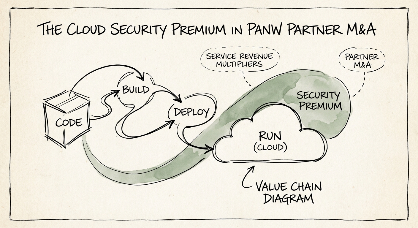 Diagram illustrating the 'Code-to-Cloud' value chain and associated service revenue multipliers