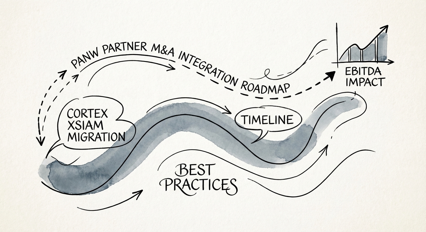 Palo Alto Networks partner integration roadmap showing Cortex XSIAM migration timeline and EBITDA impact